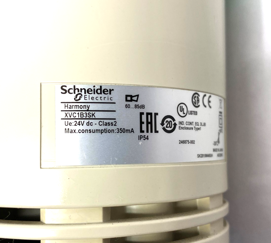 Schneider Electric XVC1B3SK Monolithic Tower Light, Audible, Red Orange Green - Maverick Industrial Sales