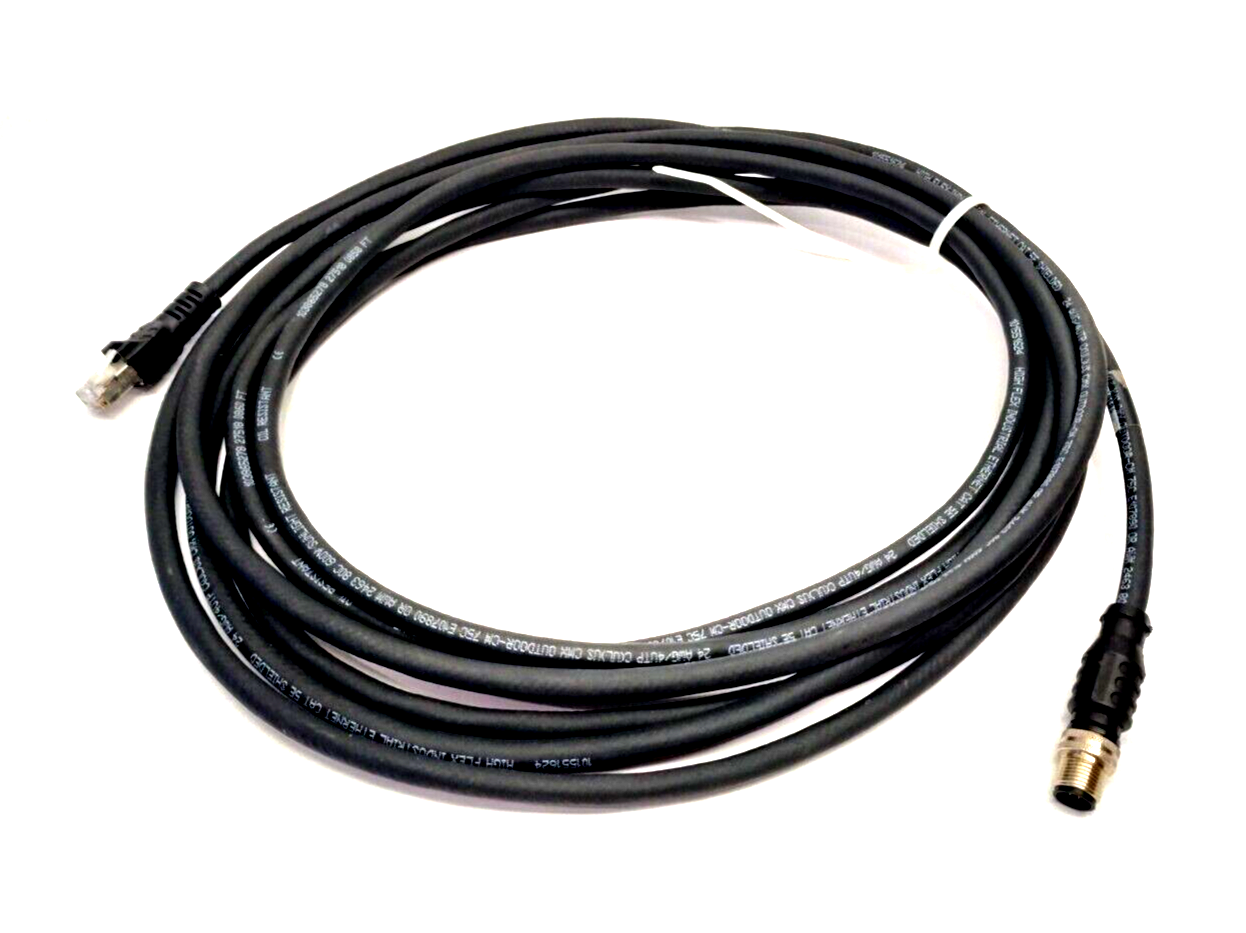 61-9000118-01 | Omron Rev C Microscan Ethernet Cordset M12 Male 8-Pin To RJ45 5m - Used - Maverick Industrial Sales