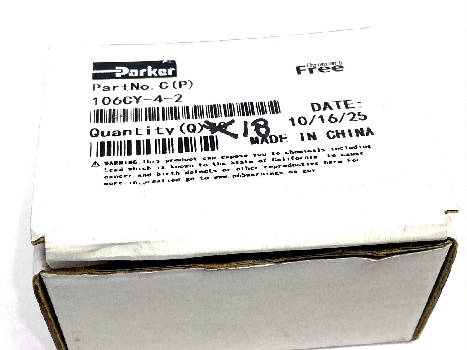 106CY-4-2 | Parker Permanent Parflex Hose Fittings 7/16"-20 Female JIC 37 Deg 18PK - New – Open box - Maverick Industrial Sales