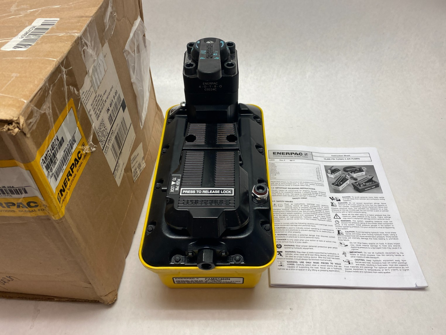 Enerpac PAMG1402N Turbo II Air Hydraulic Pump 4/3 Manual Valve - Maverick Industrial Sales