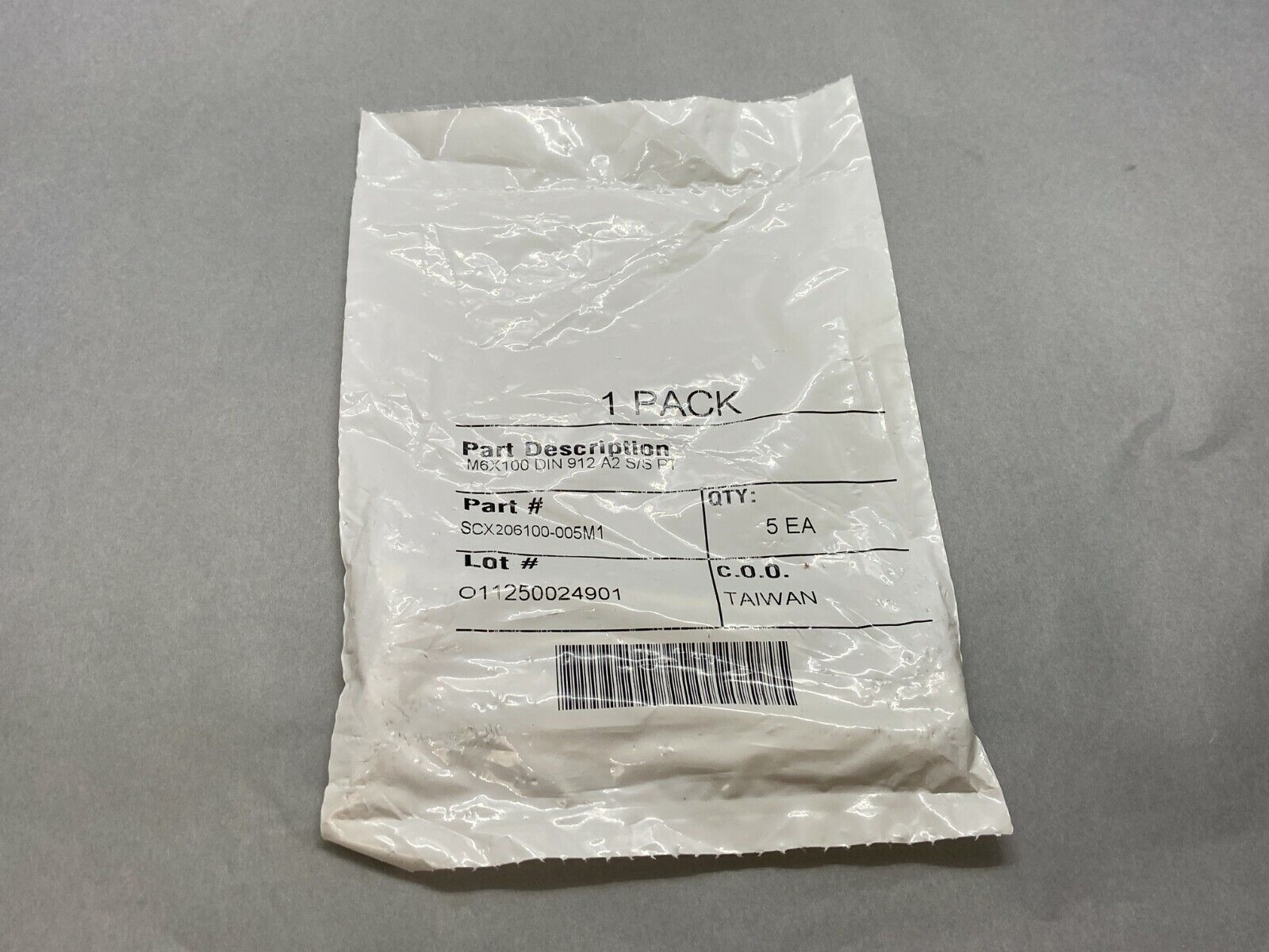 Socket Head Cap Screw Stainless Steel M6x100mm DIN 912 A2 S/S PT PKG OF 5 - Maverick Industrial Sales