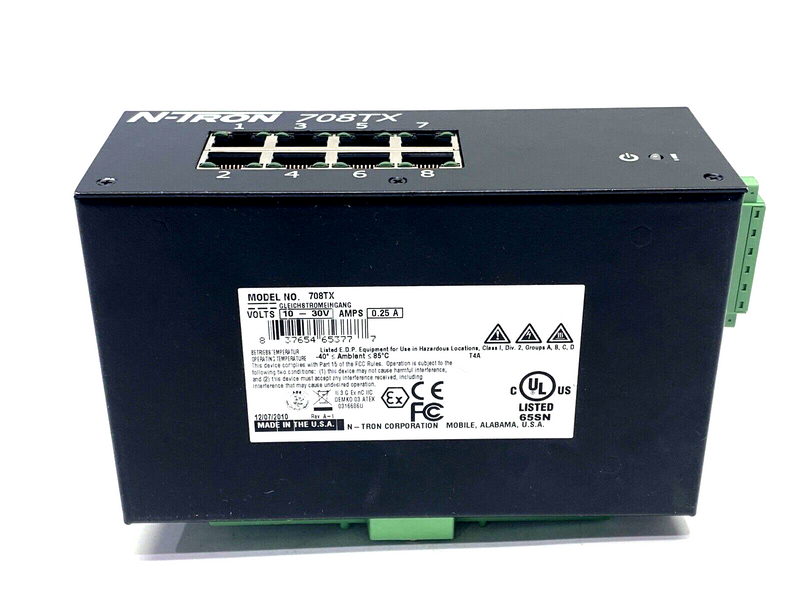 Red Lion N-Tron 708TX 8-Port Fully Managed Ethernet Switch, 10/100BaseTX RJ-45 - Maverick Industrial Sales