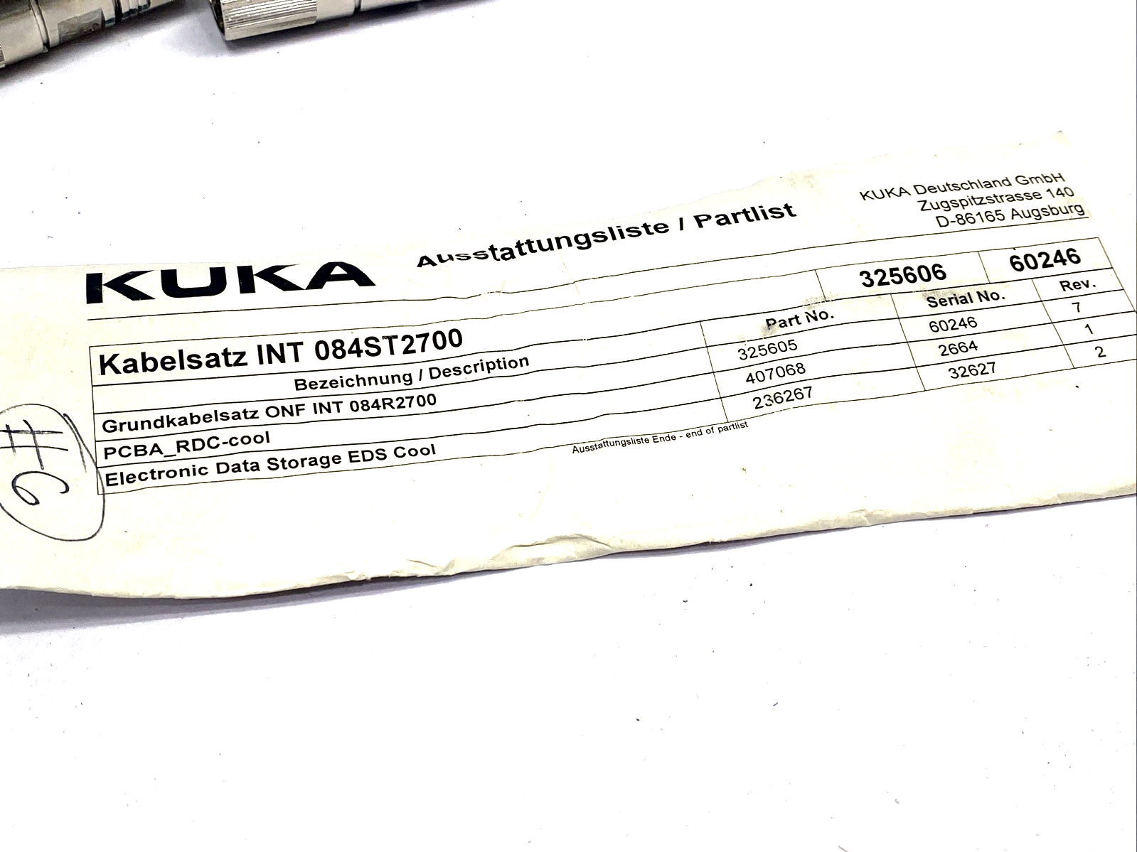 Kuka INT 084ST2700 Complete Internal Cable Set 325606 00-325-606 - Maverick Industrial Sales