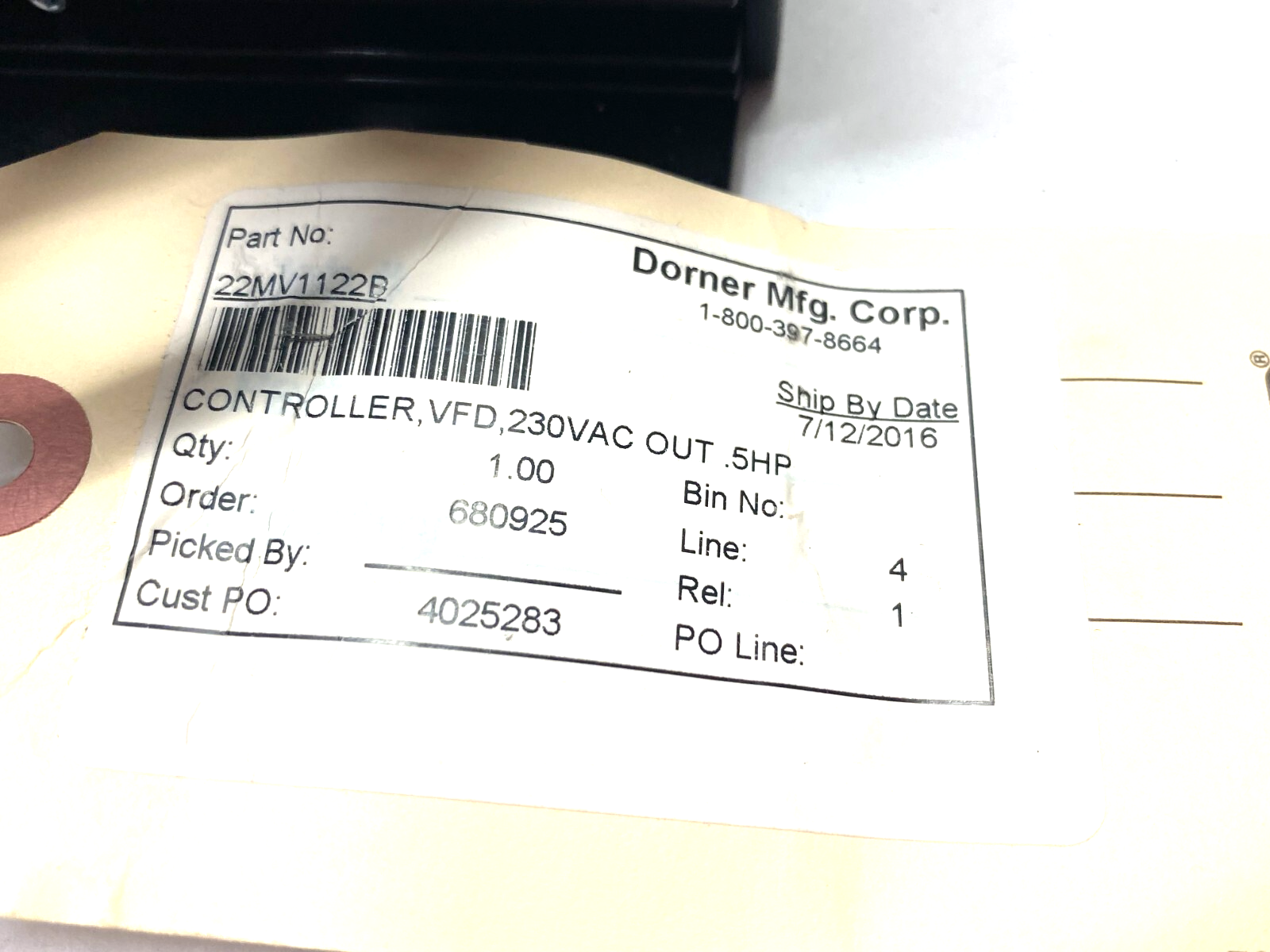 Dorner 62M005PS423EN & 22MV1122B Parallel Gearmotor 3/8HP & VFD Controller 230V - Maverick Industrial Sales
