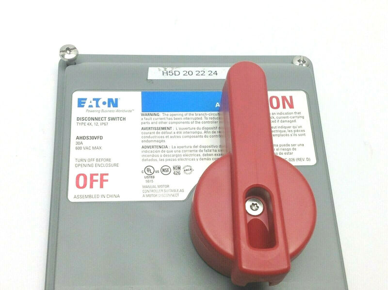 Eaton Arrow Hart Disconnect Switch Enclosure Cover for AHDS30VFD - Maverick Industrial Sales