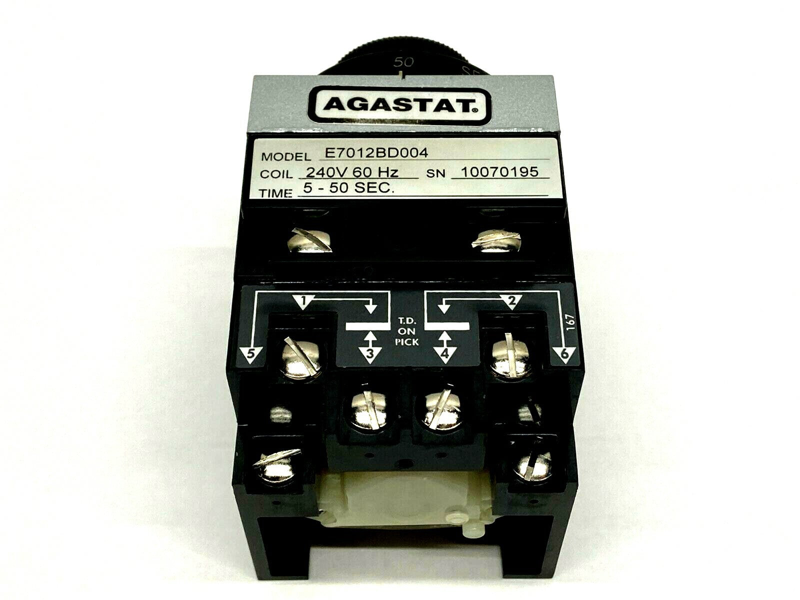 Tyco Agastat E7012BD004 3-1423168-0 Timing Relay 240V DC Coil 5-50 Sec. - Maverick Industrial Sales