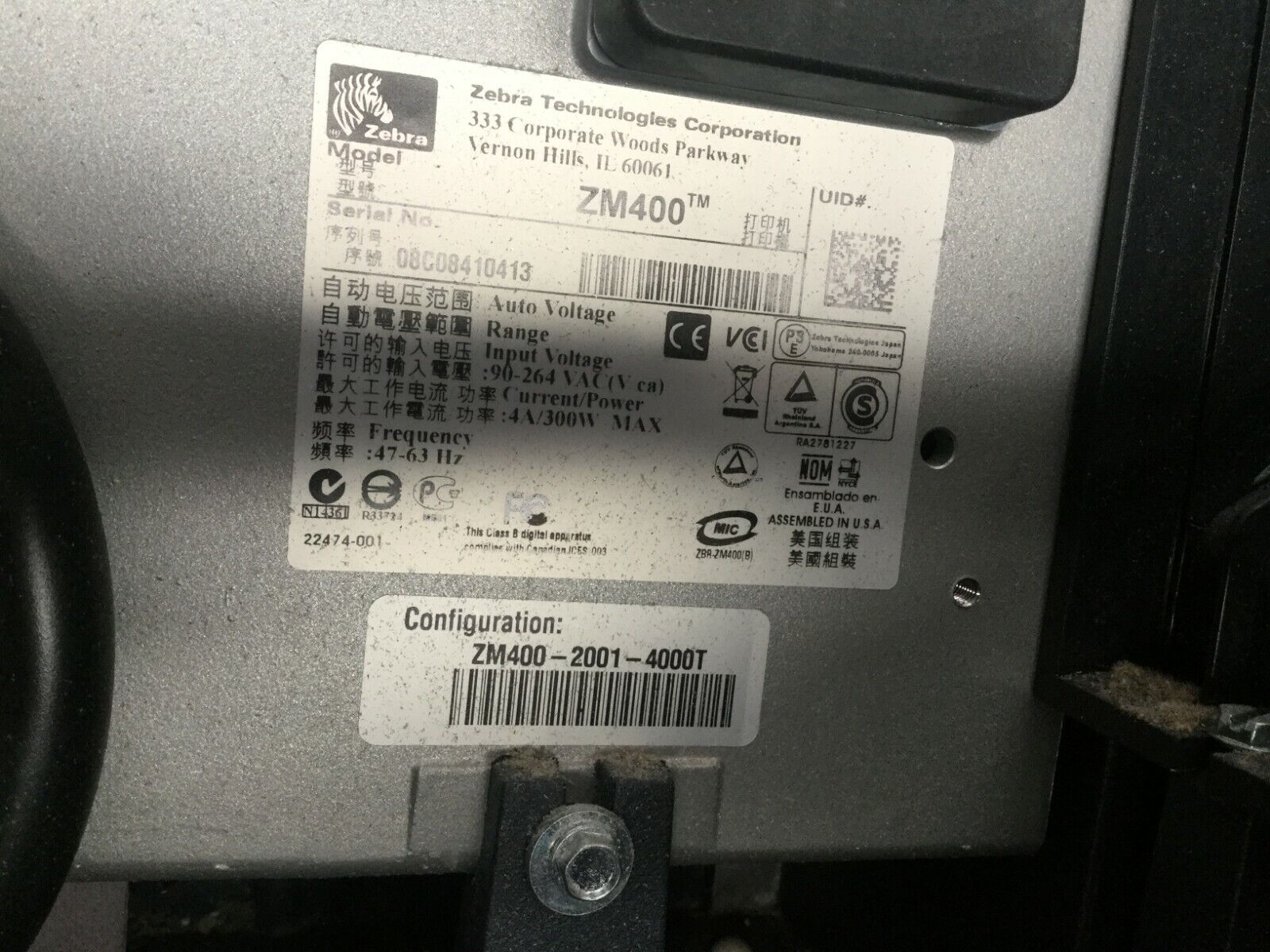 Zebra ZM400-2001-4000T Thermal Label Printer ZM400 - C - For parts or not working - Maverick Industrial Sales