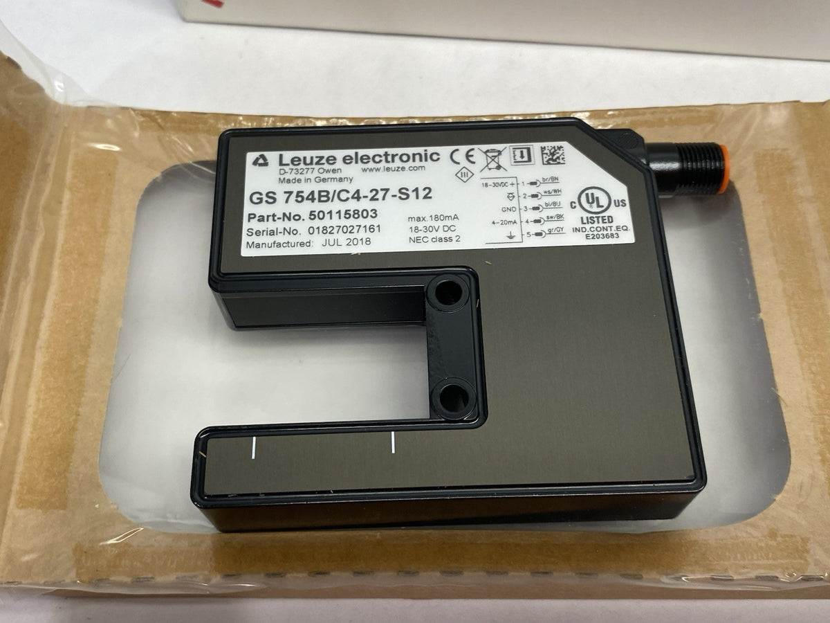 GS 754B/C4-27-S12 | Leuze Fork Photoelectric Sensor, Teach Input, 50115803 - New – Open box - Maverick Industrial Sales