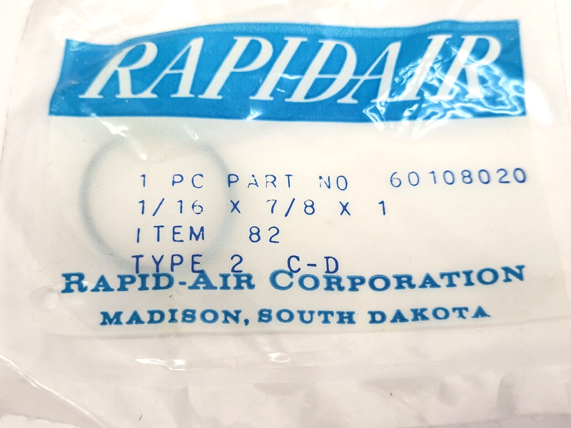 Rapidair 60108020 O-Ring 1/16" x 7/8" x 1" LOT OF 3 - Maverick Industrial Sales