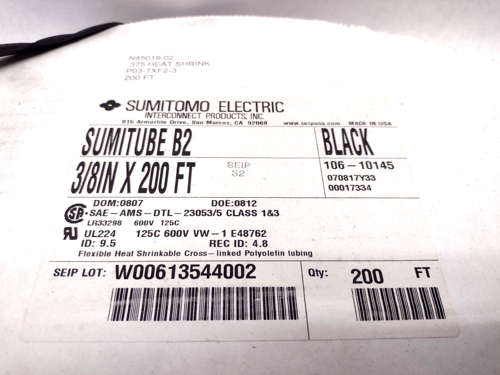 Sumitomo Electric 106-10145 Sumitube B2 3/8 x 200 FT Flex Polyolefin Shrink Tube - Maverick Industrial Sales
