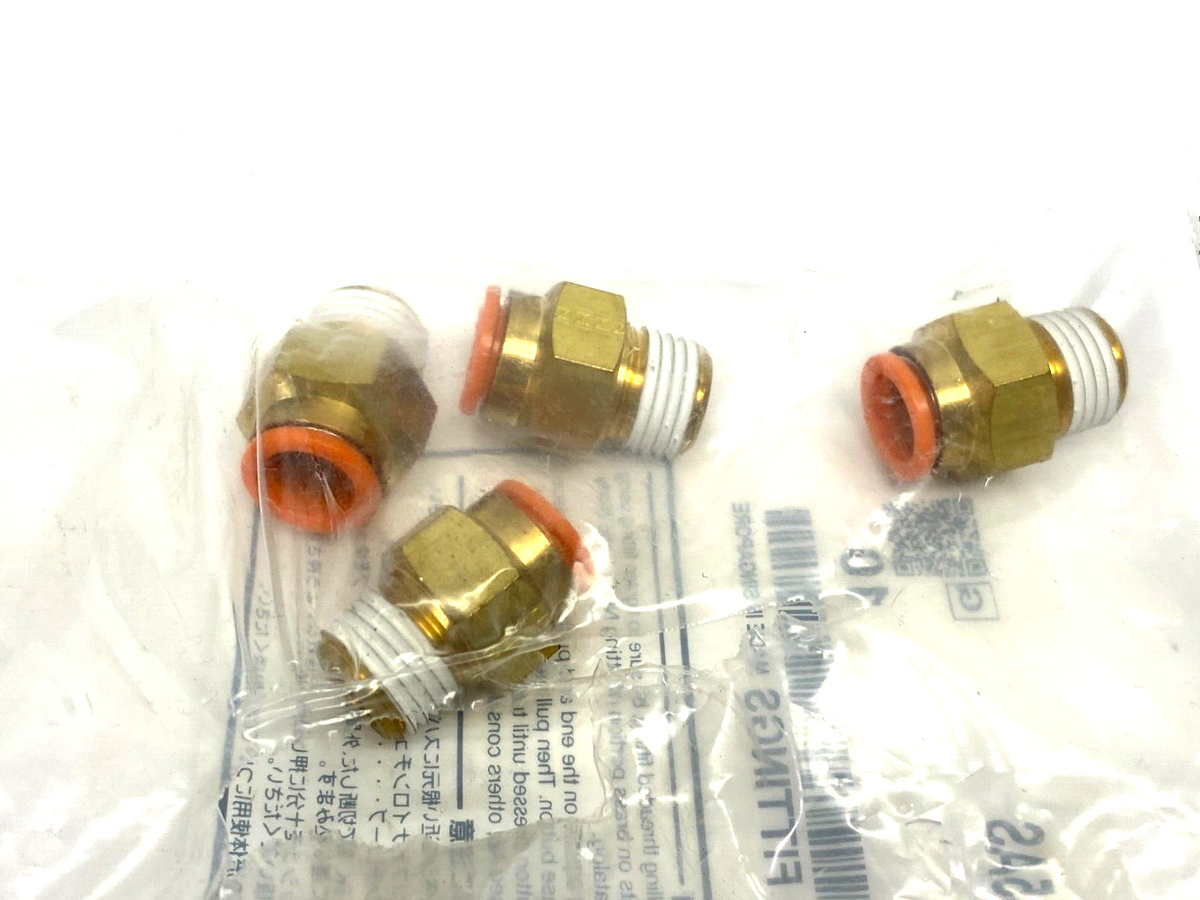 KQ2H11-35AS | SMC Male Push-to-Connect Fitting 3/8" In Tube 1/4" NPT PKG OF 4 - New - Maverick Industrial Sales