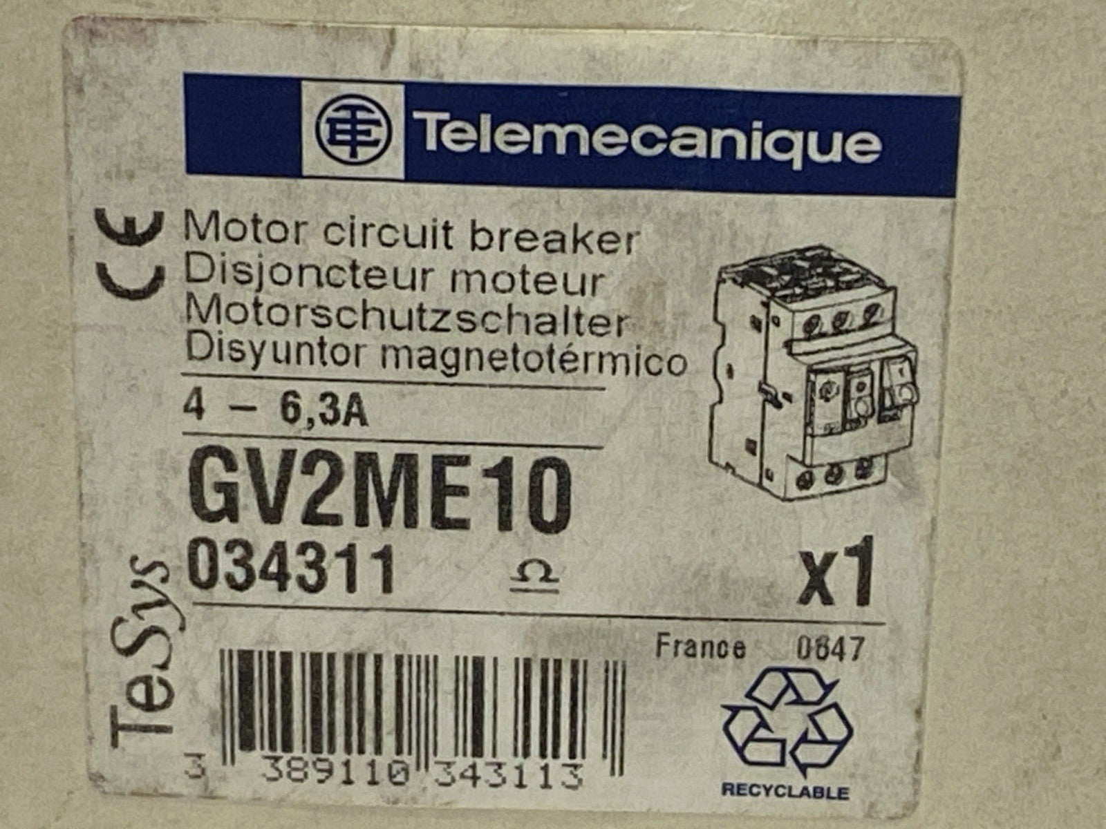Schneider Electric GV2ME10 Telemecanique Motor Circuit Breaker 4-6.3A - Maverick Industrial Sales