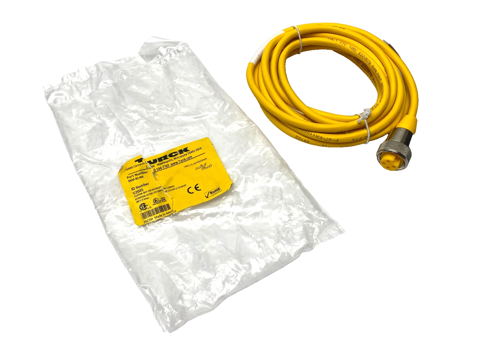 RKM 40-4M | Turck Minifast Connector Cordset 7/8"-16UN Female 4-Pin 4m U2045 - New – Open box - Maverick Industrial Sales