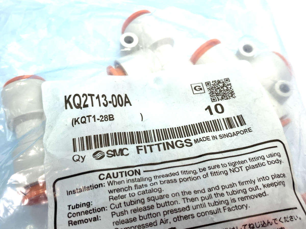 KQ2T13-00A | SMC Pneumatic One-Touch Union Tee Fitting, 1/4" Tube OD, 10-PACK - New - Maverick Industrial Sales