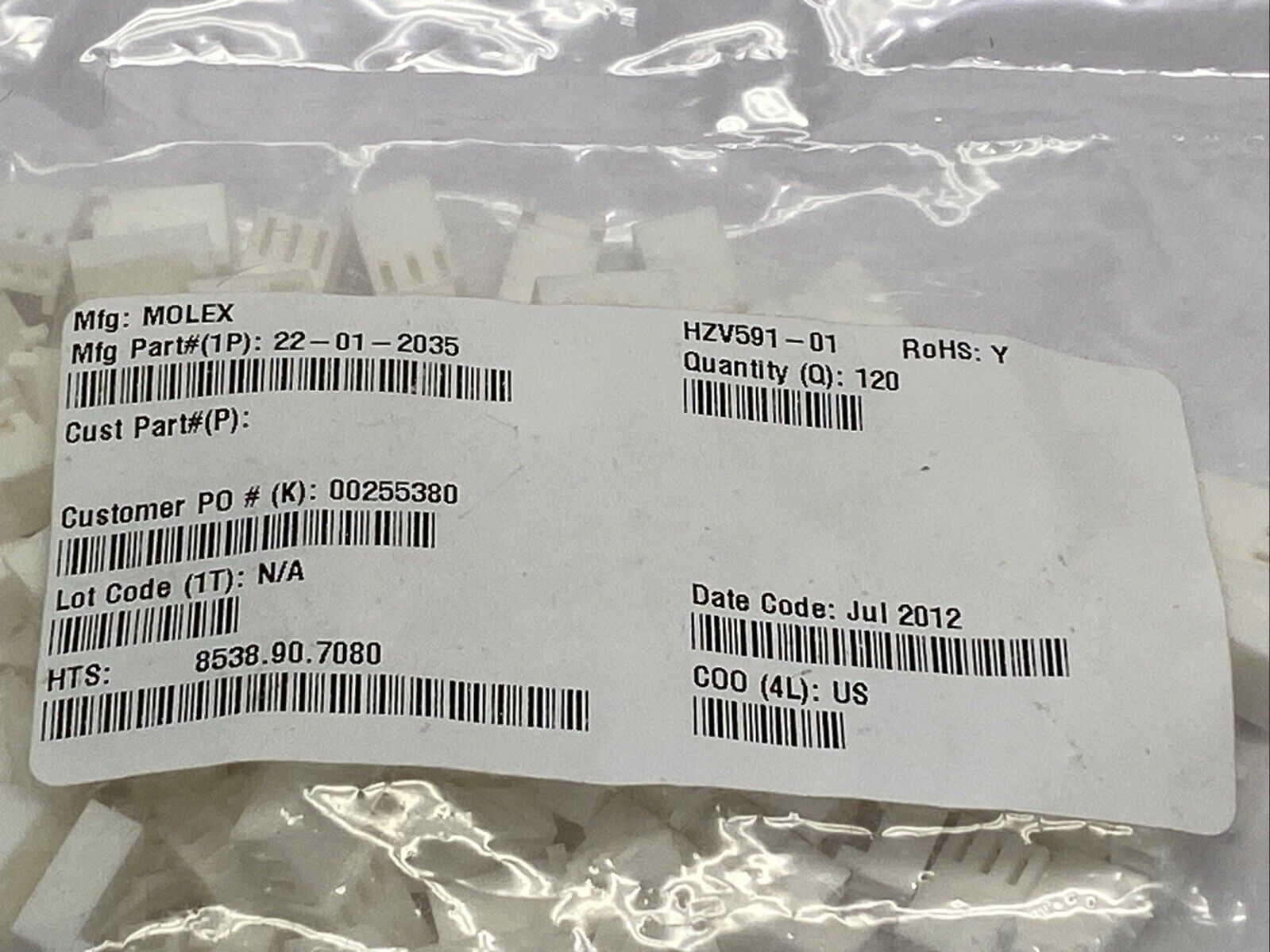 Molex 22-01-2035 Header Housing Connector 3-Position PKG OF 120 - Maverick Industrial Sales
