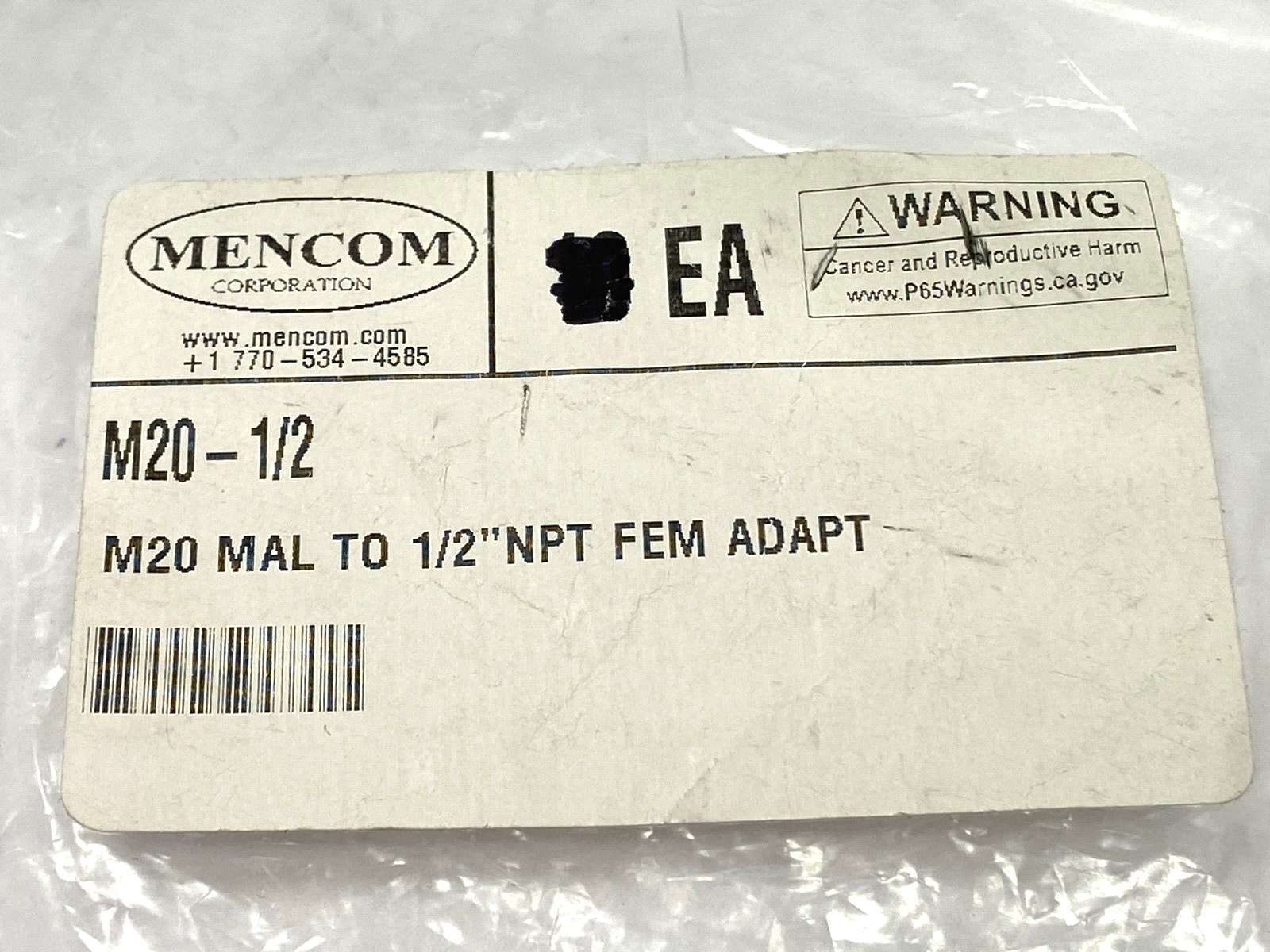 Mencom M20-1/2 Adapter M20 Male to 1/2" NPT Female LOT OF 7 - Maverick Industrial Sales