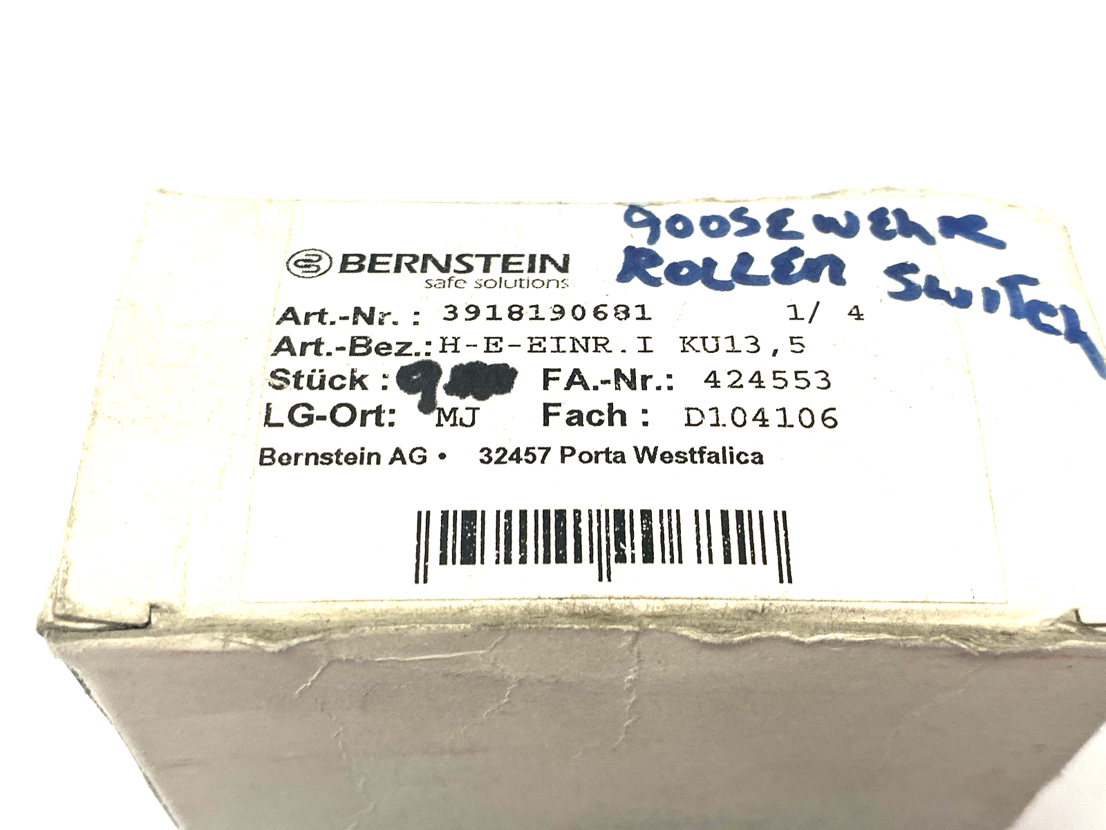 3918190681 | Bernstein Roller Level Switch Accessory H-E-EINR.I KU13,5 BOX OF 9 - New – Open box - Maverick Industrial Sales