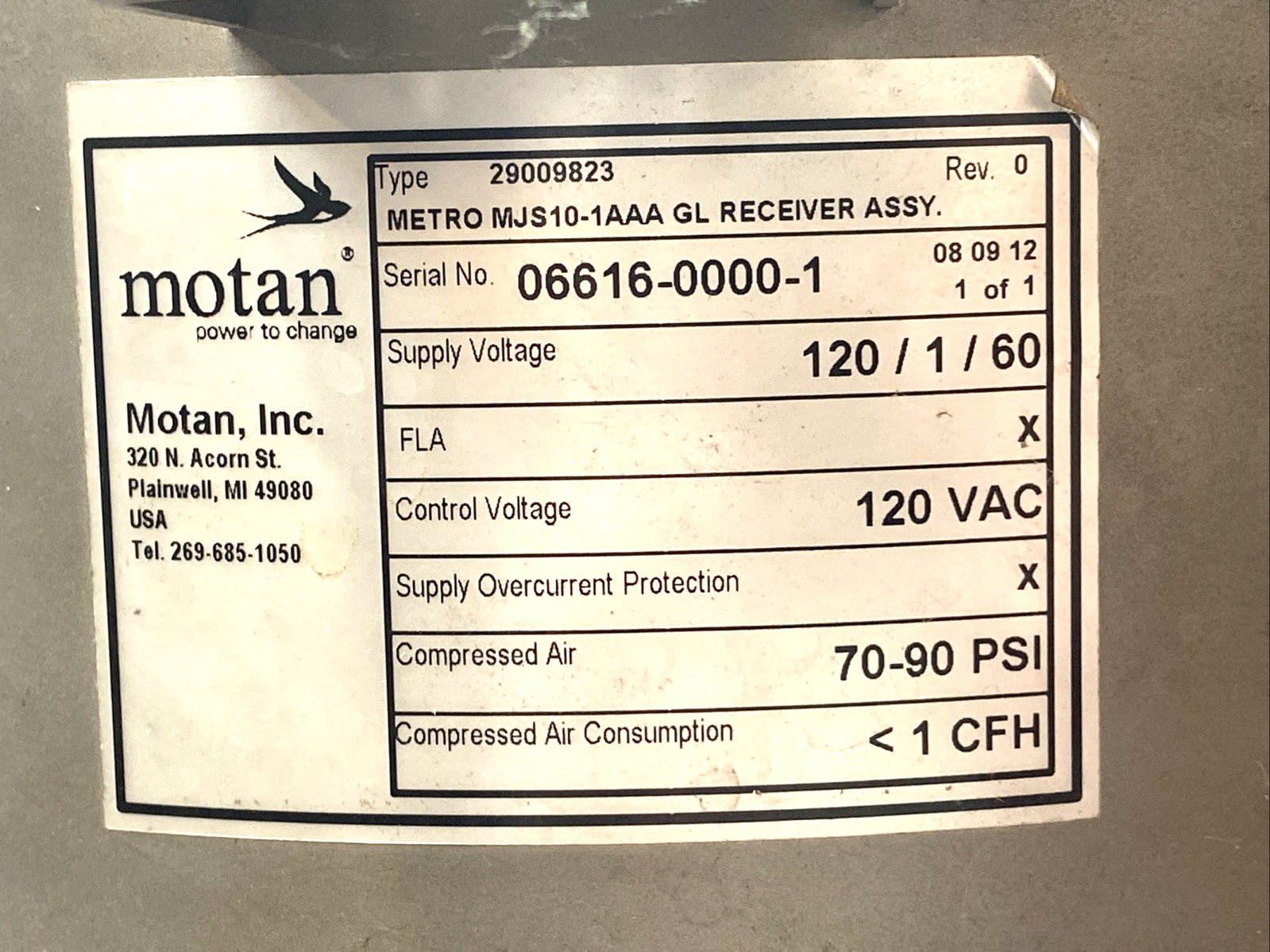Motan MJS10-1AAA Metro Vacuum Receiver Assembly 120V 70-90 PSI 29009823 - Maverick Industrial Sales