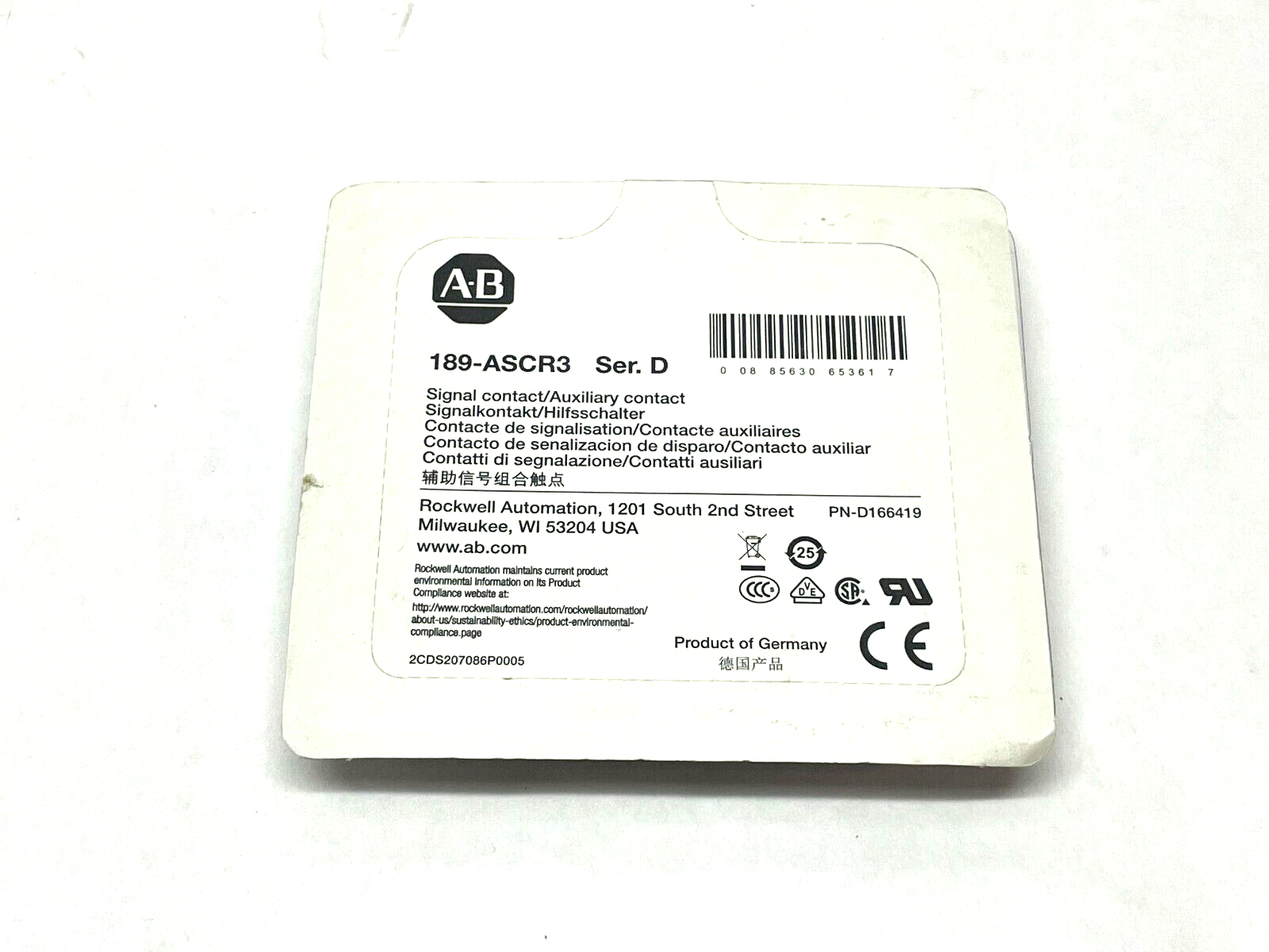 Allen Bradley 189-ASCR3 Ser. D Signal Contactor - Maverick Industrial Sales