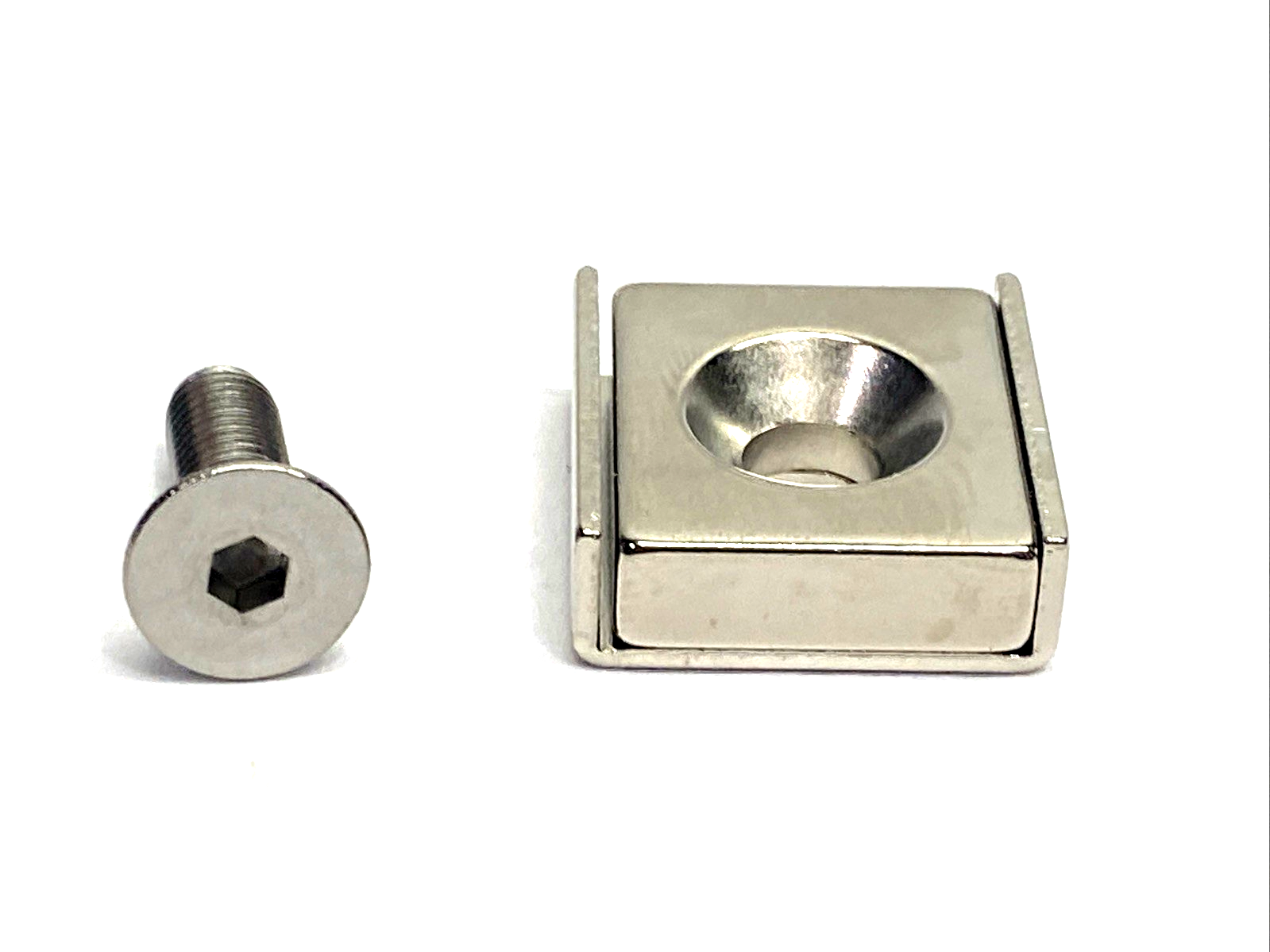 HXCS20 | MiSUMi Magnets w/ Holder, Countersunk Hole, Square, 20mm LOT OF 2 - New – Open box - Maverick Industrial Sales