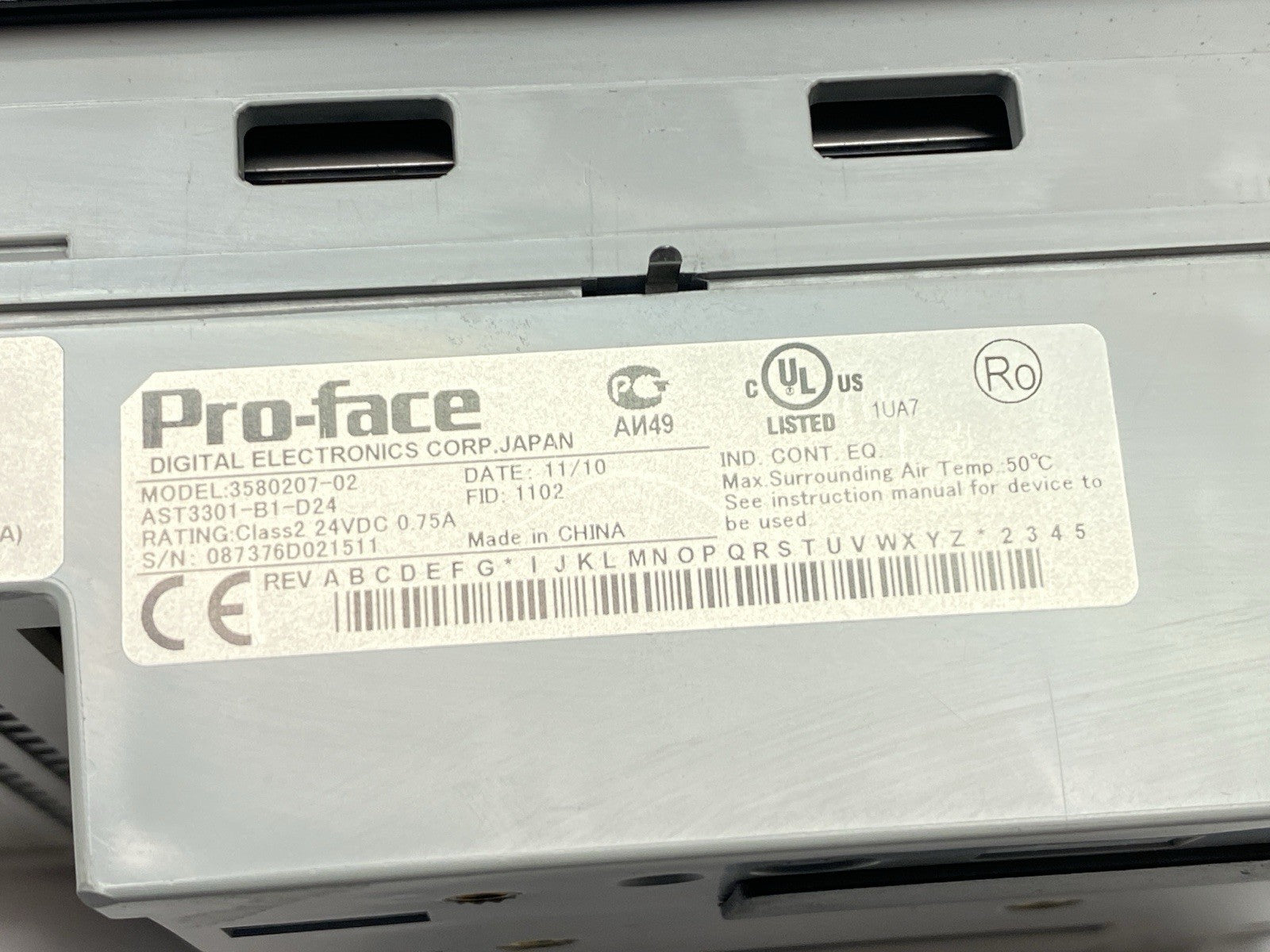AST3301-B1-D24 | Pro-Face ST3000 Series 5" Operator Panel HMI 3580207-02 - For parts or not working - Maverick Industrial Sales