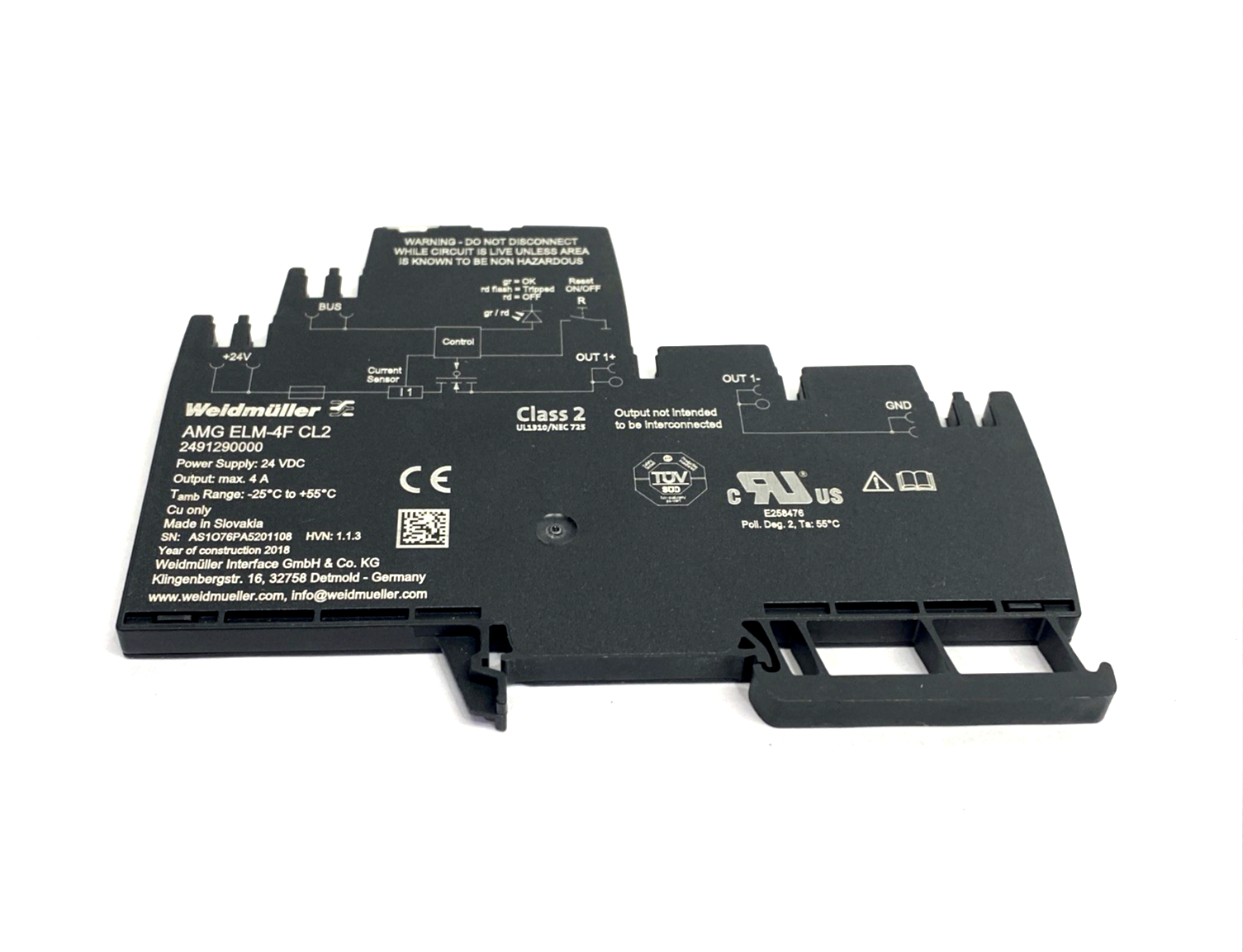 Weidmuller 2491290000 Electronic Load Monitoring, 4A, 24VDC AMG ELM-4F CL2 - Maverick Industrial Sales