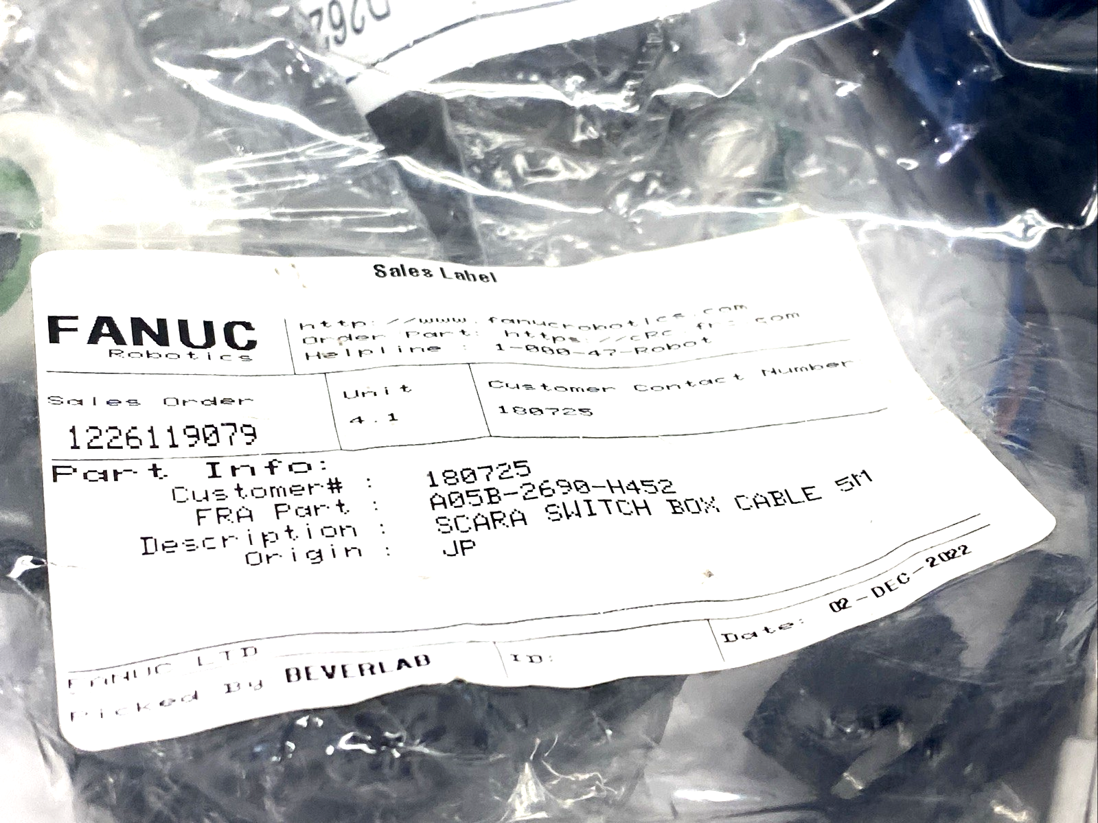 A05B-2690-H452 | Fanuc Scara Switch Box Cable 5m - New - Maverick Industrial Sales