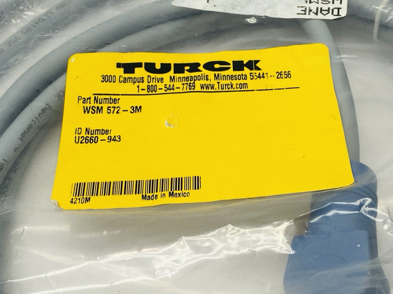 Turck WSM 572-3M DeviceNet Cordset 7/8-16 UN 3m U2660-943 - Maverick Industrial Sales