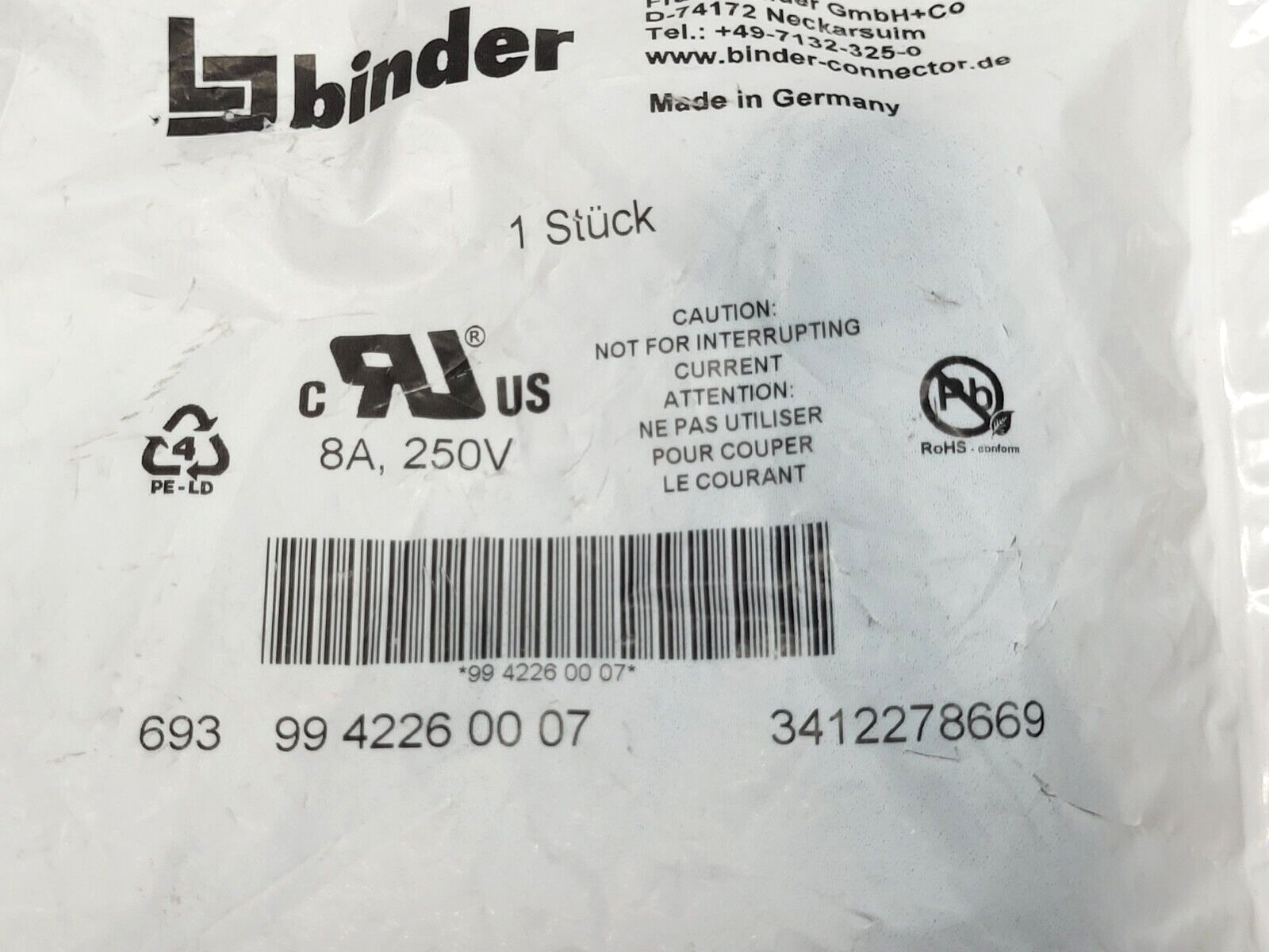 Binder 99 4226 00 07 Circular Connector 693 - Maverick Industrial Sales