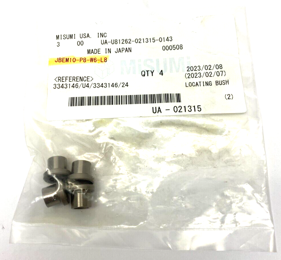 Misumi JBEM10-P8-W6-L8 Bushings For Locating Pins PKG OF 4 - Maverick Industrial Sales