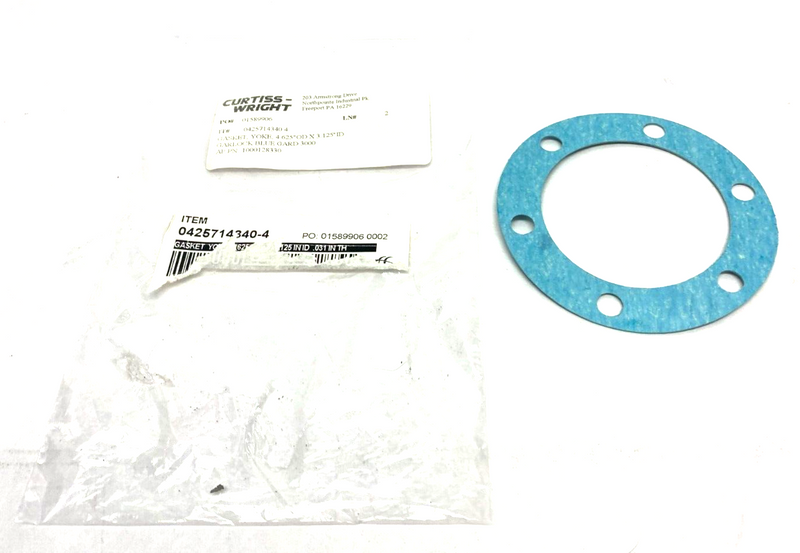 Curtiss-Wright 1000128330 Yoke Gasket 4.625" OD 3.125" ID Garlock Blue GARD 3000 - Maverick Industrial Sales