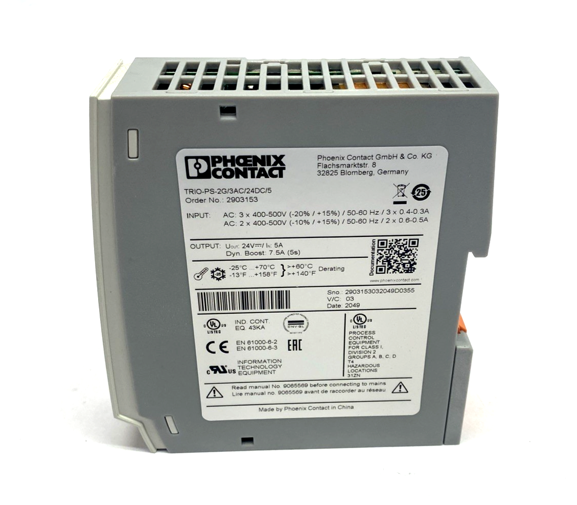 Phoenix Contact TRIO-PS-2G/3AC/24DC/5 Power Supply 24VDC 5A 2903153 - Maverick Industrial Sales