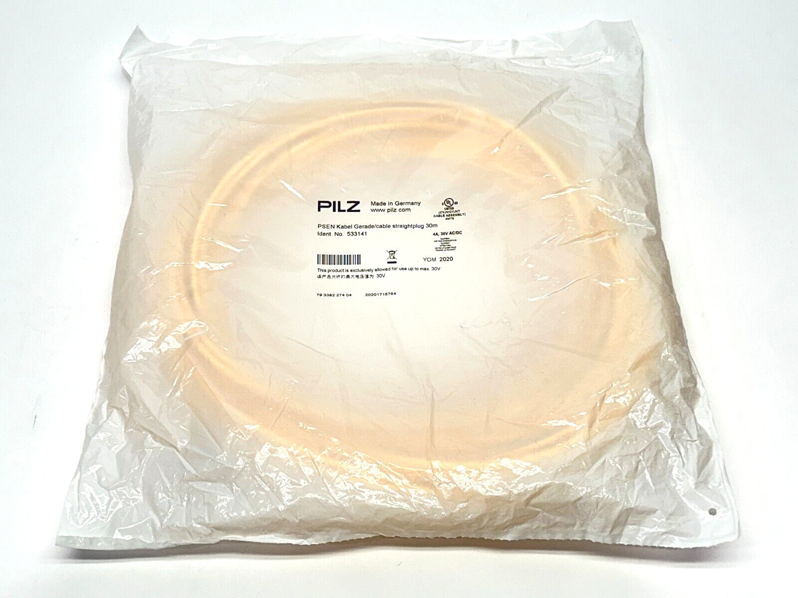 533141 | Pilz PSEN Cable M8 Female Connector 4-Pin 30m - New - Maverick Industrial Sales