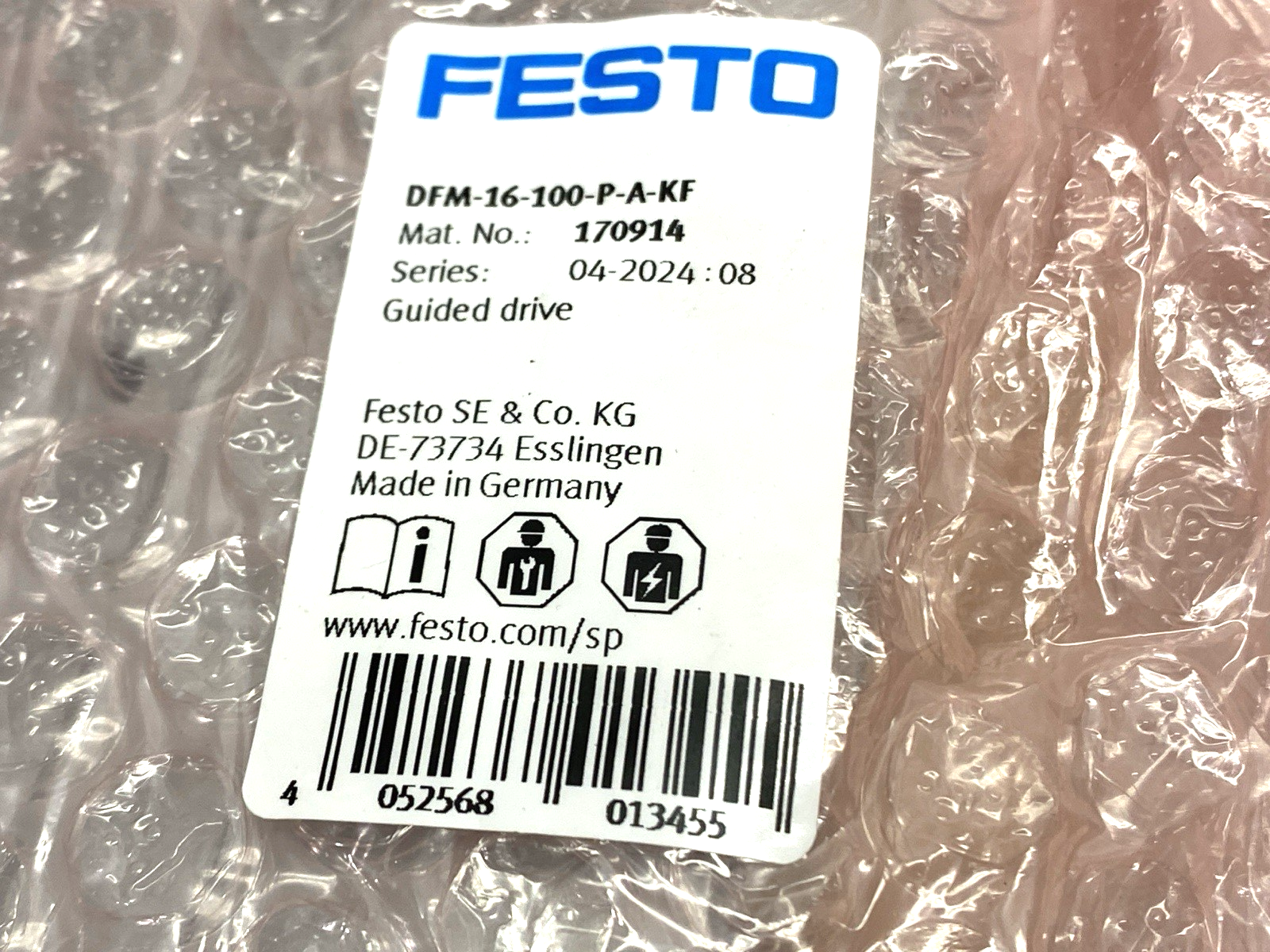 Festo DFM-16-100-P-A-KF Pneumatic Guided Drive 170914 100mm Stroke - Maverick Industrial Sales