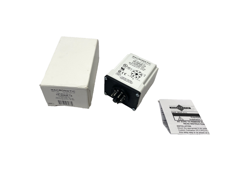 Macromatic TR-50926-15 Time Delay Relay 0.3 - 30min 12VDC 10A DPDT - Maverick Industrial Sales