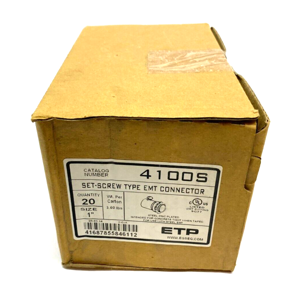 ETP 4100S Set-Screw Type EMT Connector 1" Zinc Plated PKG OF 20 - Maverick Industrial Sales