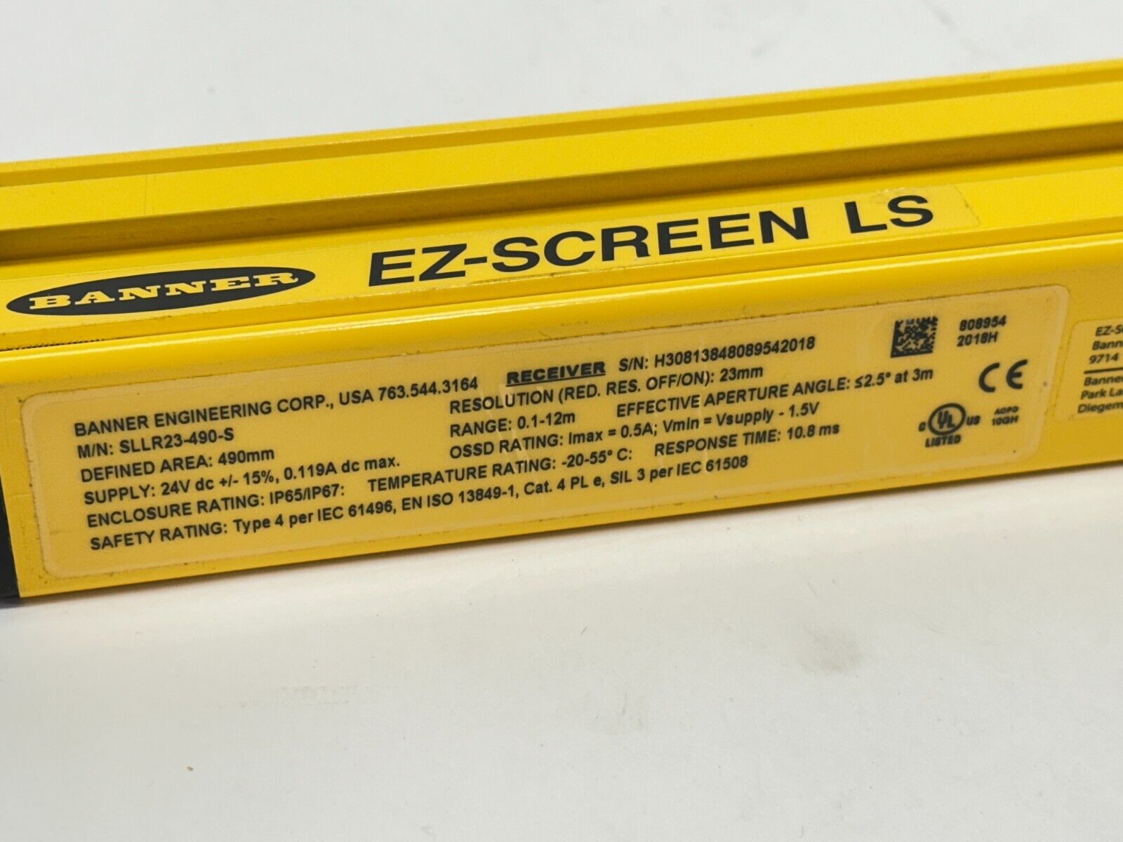 Banner SLLR23-490-S LS-S Series Type 4 Safety Light Curtain Receiver 808954 - Maverick Industrial Sales