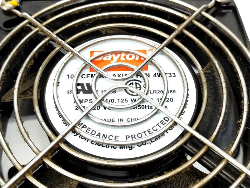 Dayton 4WT33 AC Axial Fan 240VAC 4-11/16" x 4-11/16" x 1-1/2" 105 CFM w/ Guard - Maverick Industrial Sales