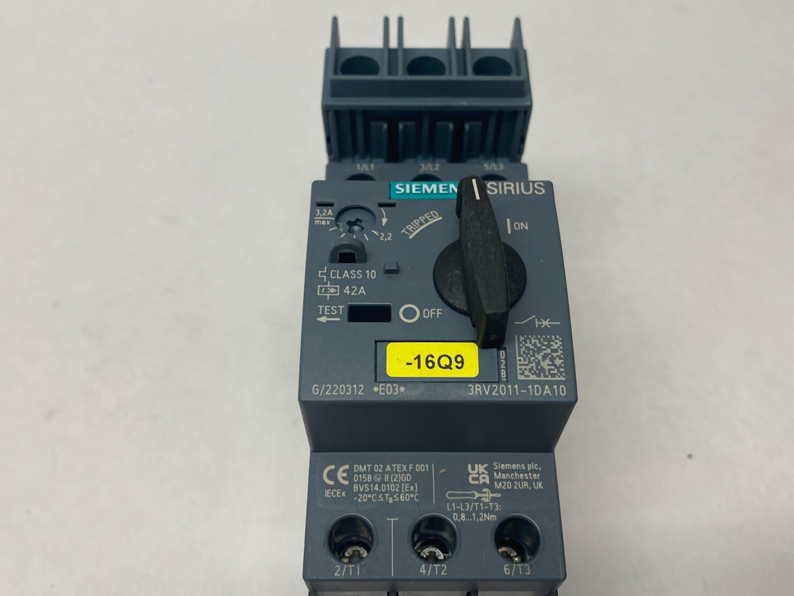 Siemens 3RV2011-1DA10 SIRIUS Motor Starter Circuit Breaker Size S00 3.2A - Maverick Industrial Sales