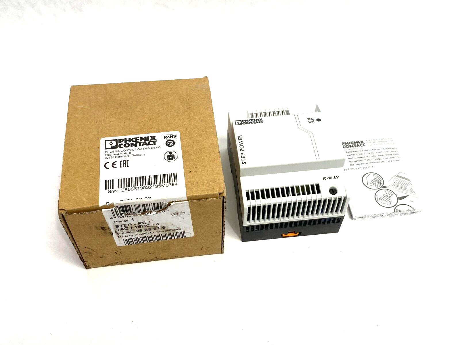 Phoenix Contact STEP-PS/1AC/15DC/4 Power Supply Unit 26868619 - Maverick Industrial Sales