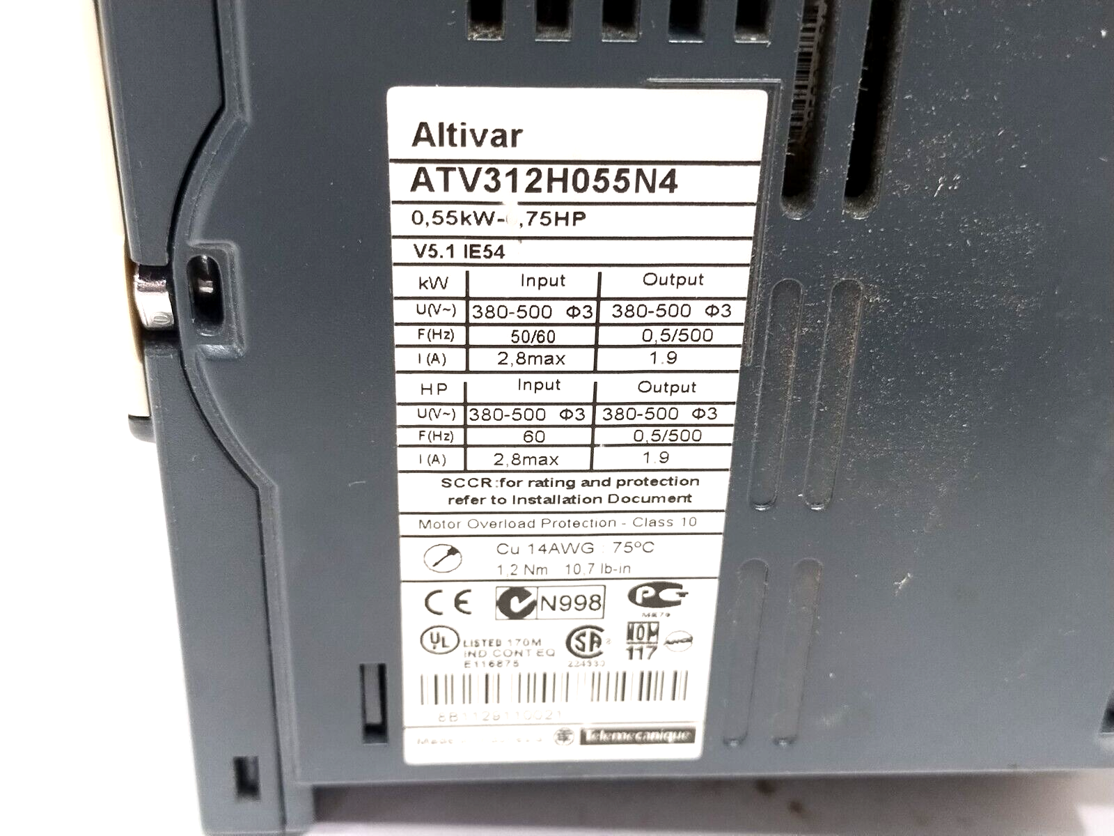 Schneider Electric ATV312H055N4 Variable Speed Drive 0.55kW 0.75hp 3PH 380-500V - Maverick Industrial Sales