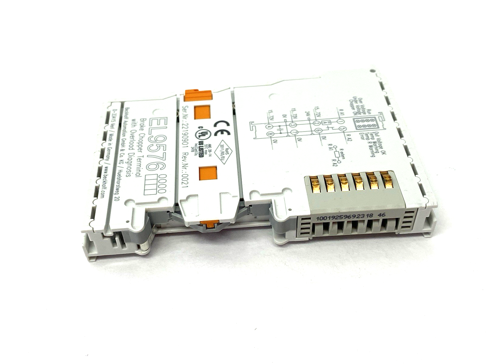 Beckhoff EL9576 EtherCAT Terminal, Brake Chopper, with Overload Diagnosis - Maverick Industrial Sales