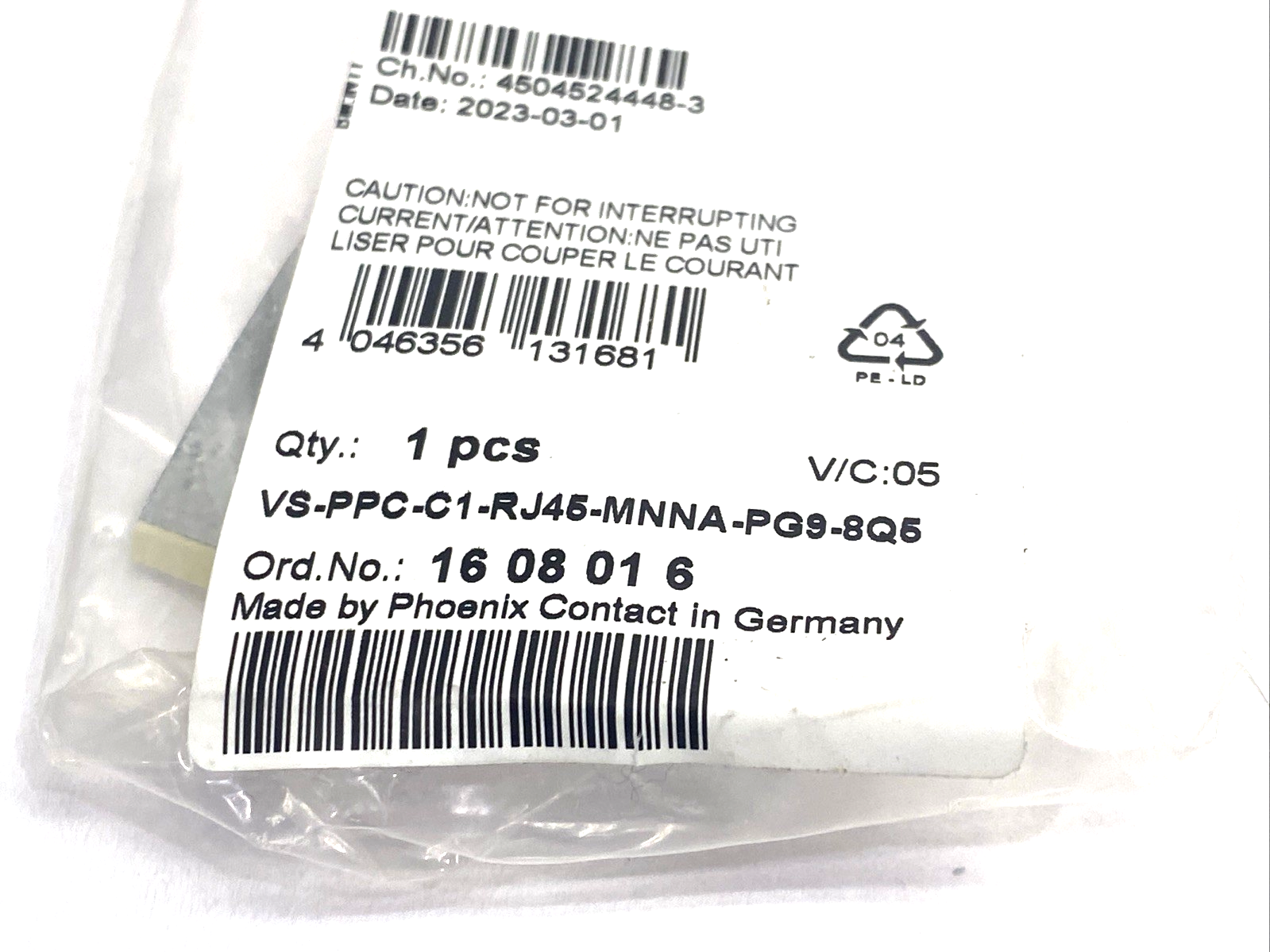 Phoenix Contact VS-PPC-C1-RJ45-MNNA-PG9-8Q5 RJ45 Connector 1608016 - Maverick Industrial Sales