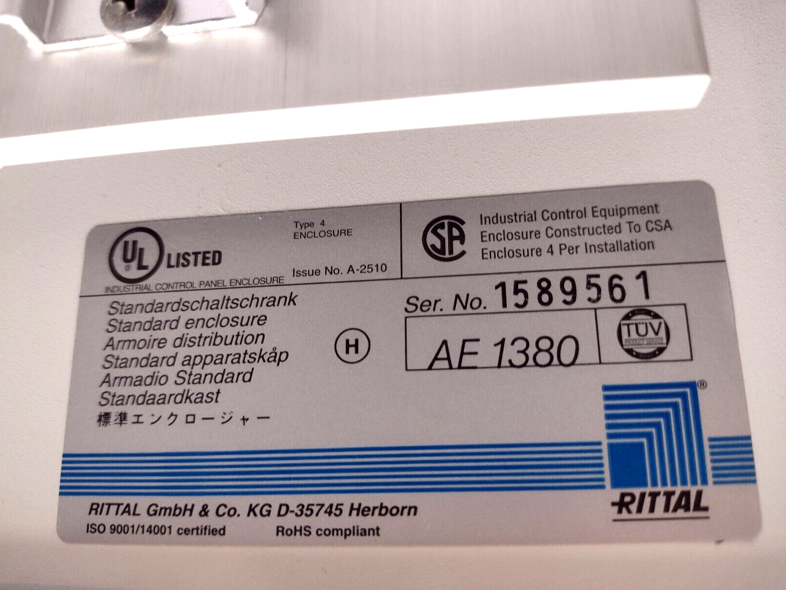 Rittal AE 1380.500 Compact Enclosure 15" x15" x 8.27" - Maverick Industrial Sales