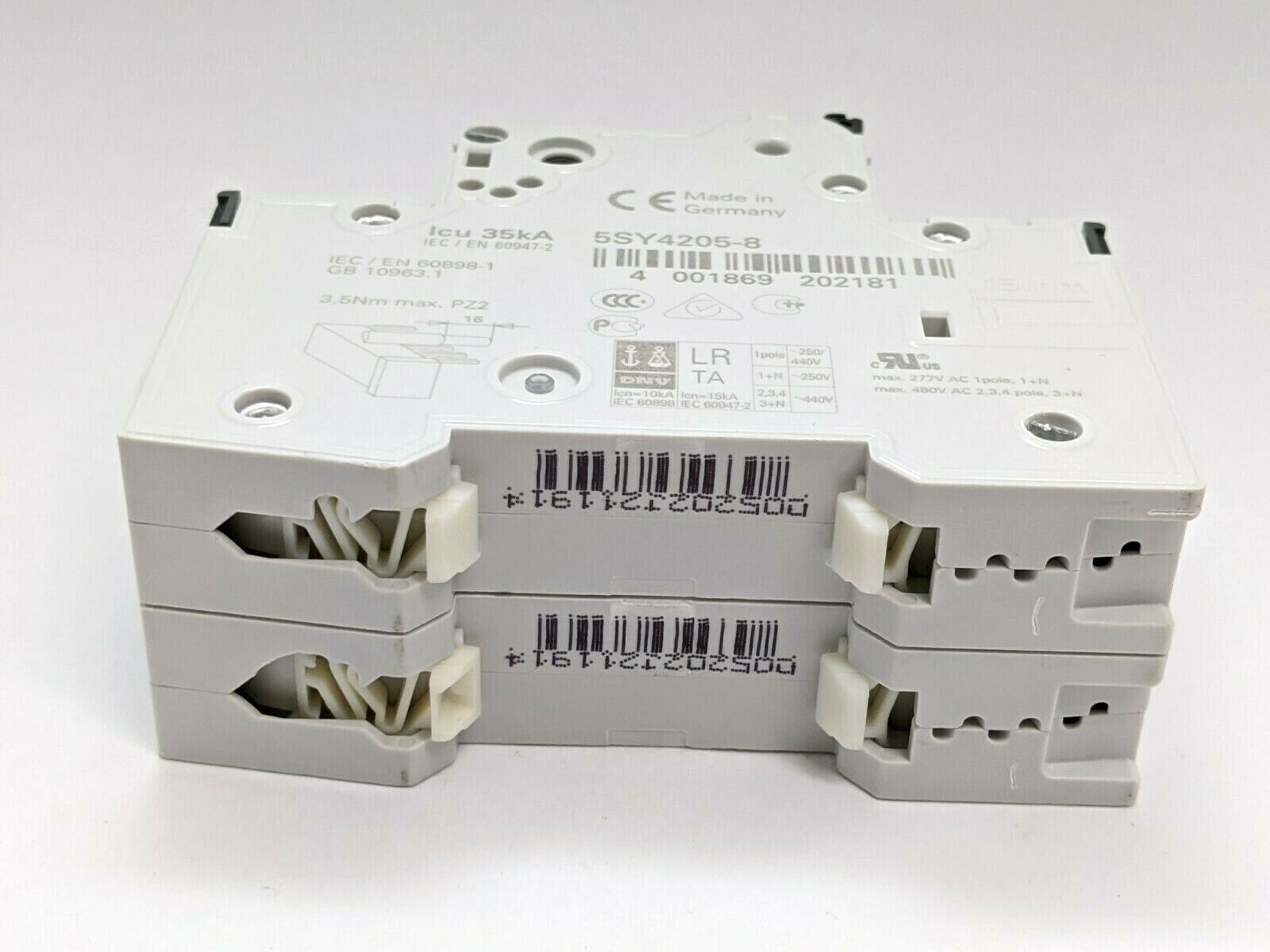 Siemens 5SY42 Miniature Circuit Breaker D0.5 2 Pole - Maverick Industrial Sales