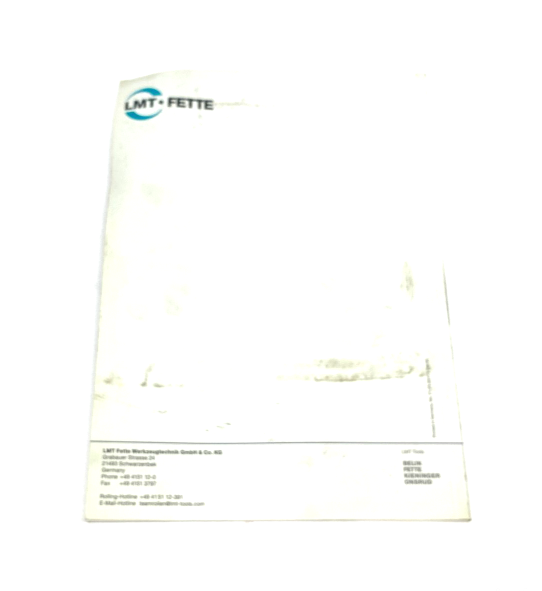 LMT Fette EVOline Axial Rolling Head Manual - Maverick Industrial Sales