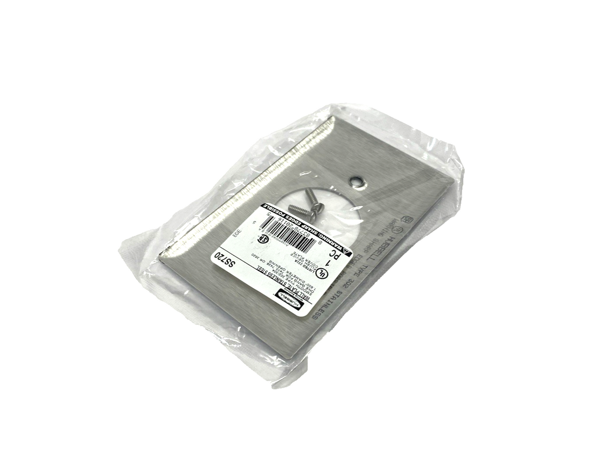 SS720 | Hubbell 1-Gang 1-Receptacle SS Wall Plate/Cover 1.59" Dia. LOT OF 4 - New - Maverick Industrial Sales