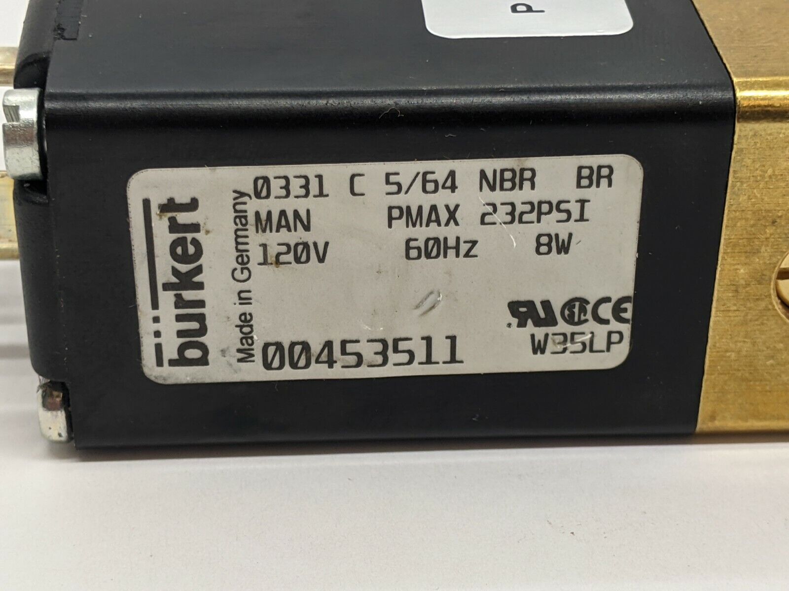 Burkert 0331 C 5/64 NBR BR 3/2 Way Pivoted Armature Valve 00453511 - Maverick Industrial Sales