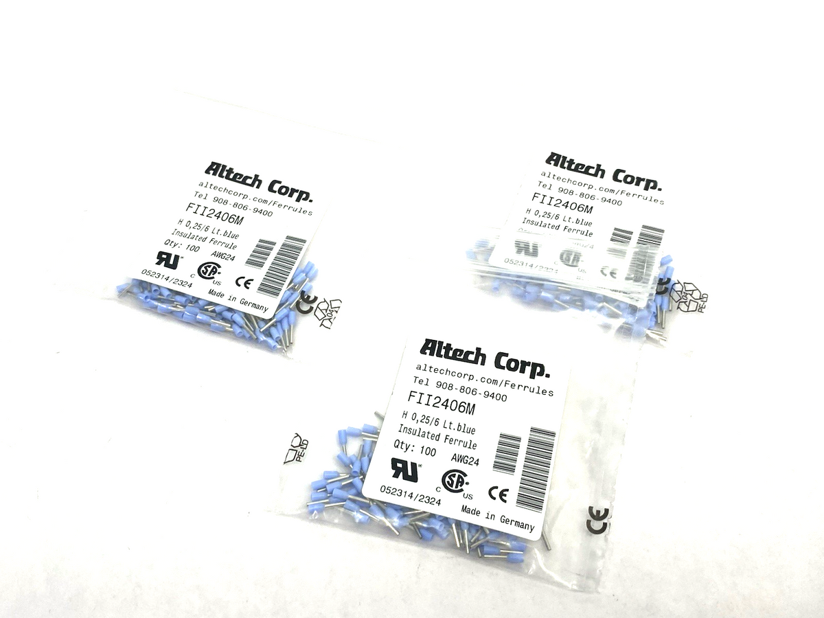 FII2406M | Altech Insulated Crimp Ferrule 24AWG/0.25sqmm 100-PACK, LOT OF 3 - New - Maverick Industrial Sales