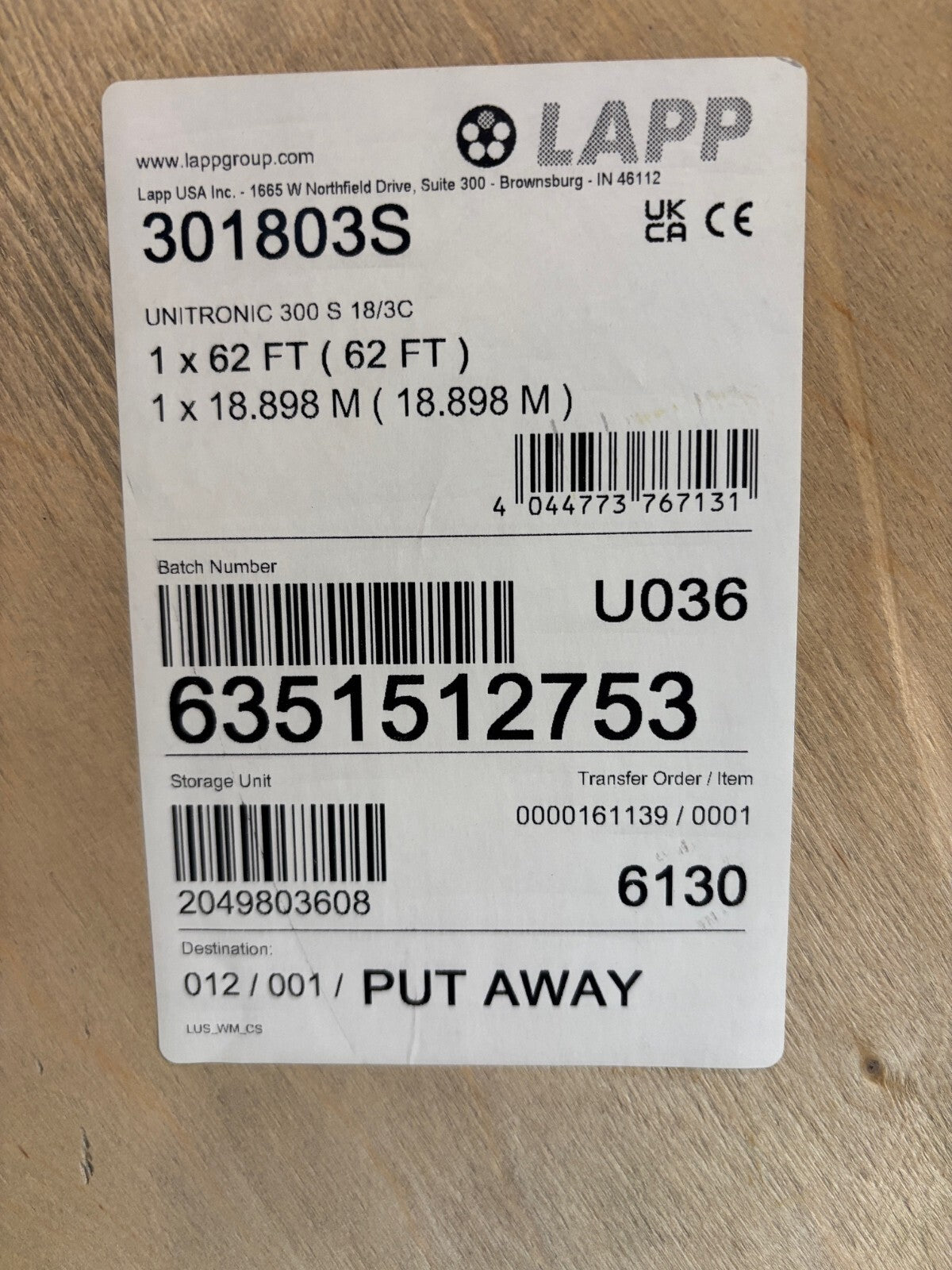 LAPP 301803S Cable UNITRONIC® 300 S 30-FT 3C 18 AWG Gray - Maverick Industrial Sales